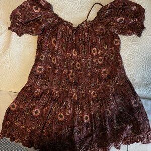 Ulla Johnson Red Smocked Puff Sleeve Mini Dress